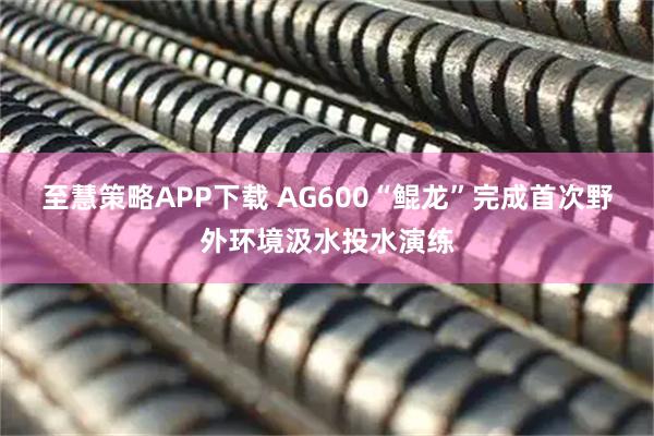 至慧策略APP下载 AG600“鲲龙”完成首次野外环境汲水投水演练